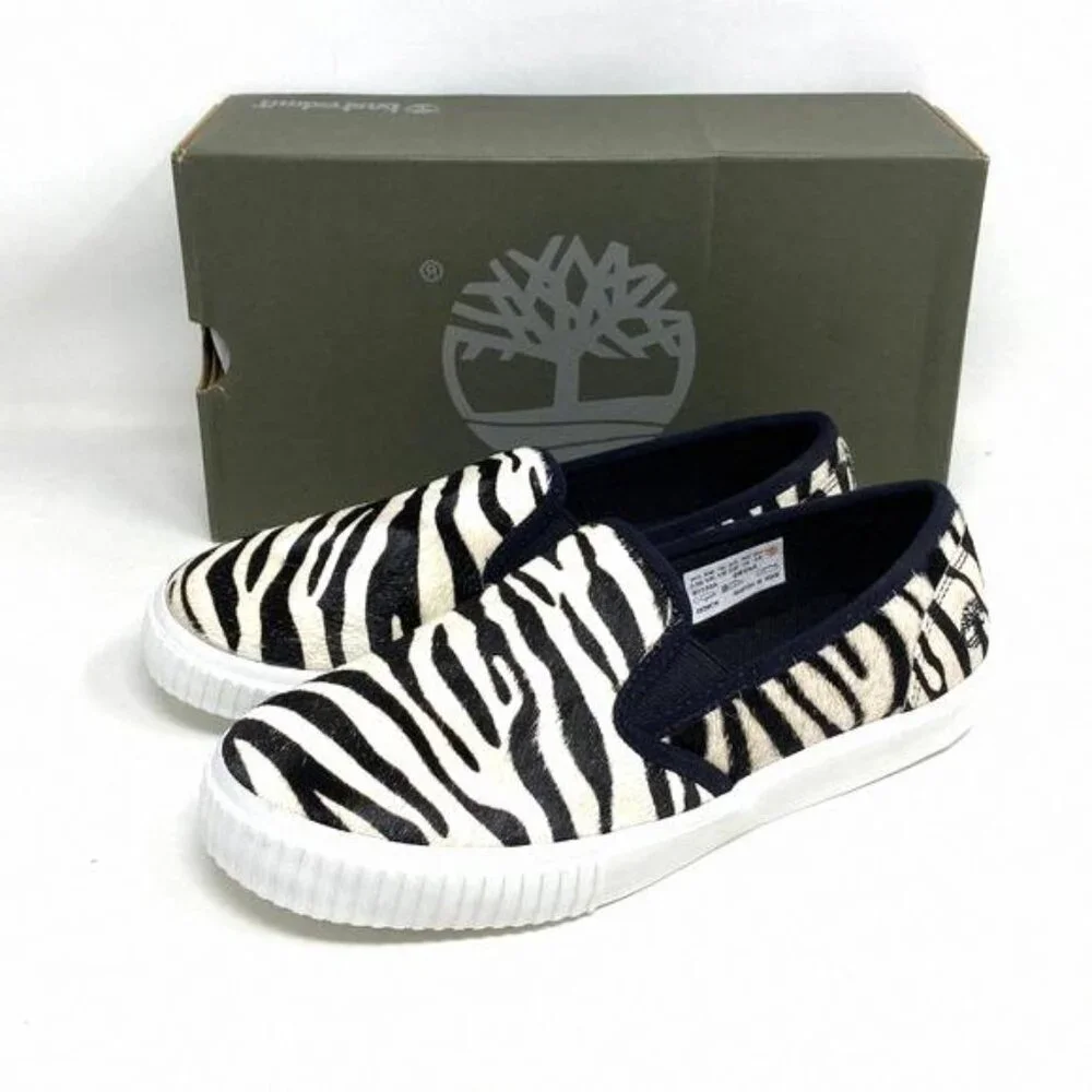 Timberland BX2 WOMEN SKYLA BAY SLIP ON ZEBRA LEATHER Black BX2 0A2GW6 TB White - Picture 5 of 11